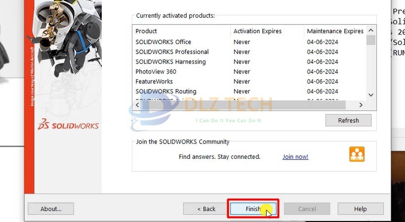 Tiến hành chọn Finish.
