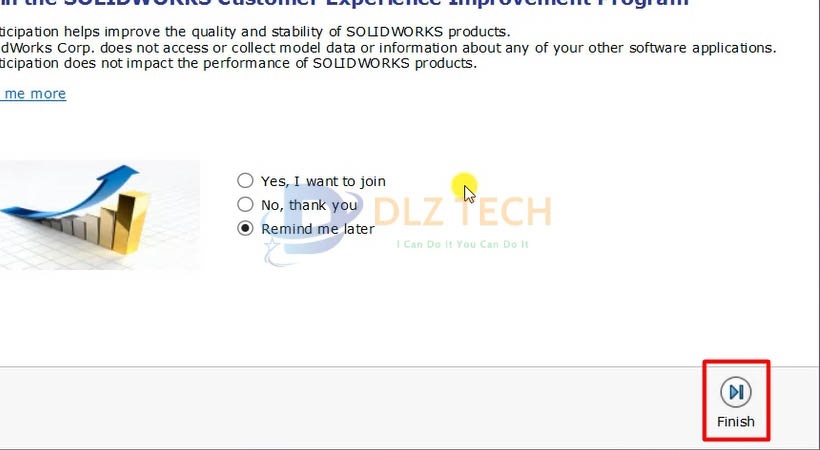 Chọn Remind me later sau đó chọn Finish.