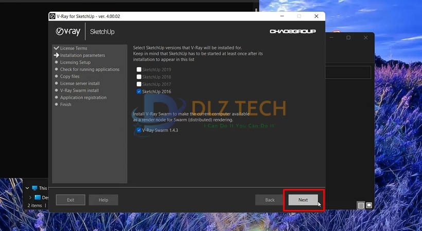 Cài Vray for Sketchup 2016.