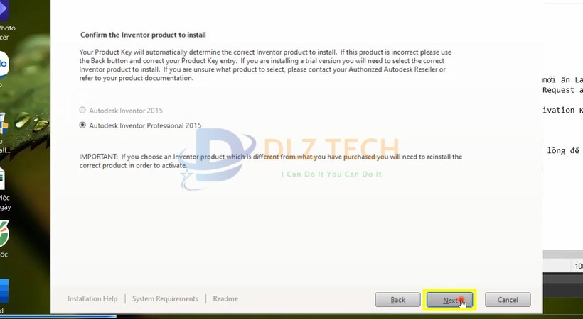 Tiếp tục chọn Next để cài Autodesk Inventor 2015.