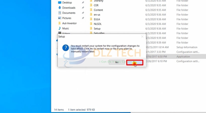 Hiện ra bảng này thì chọn No.