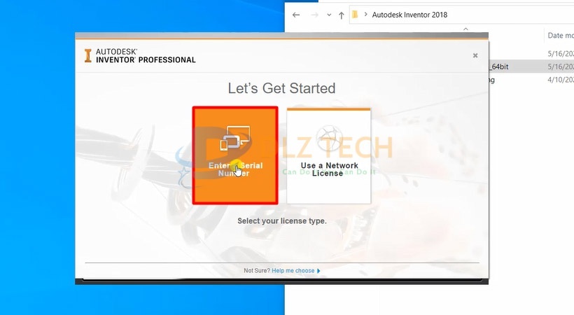 Chọn Enter Serial Number để cài Autodesk Inventor 2018.