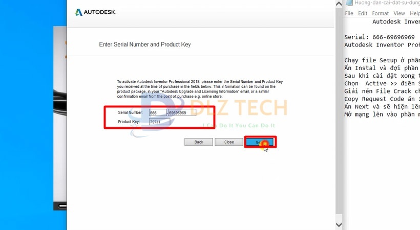 Điền như hình sau đó chọn Next.