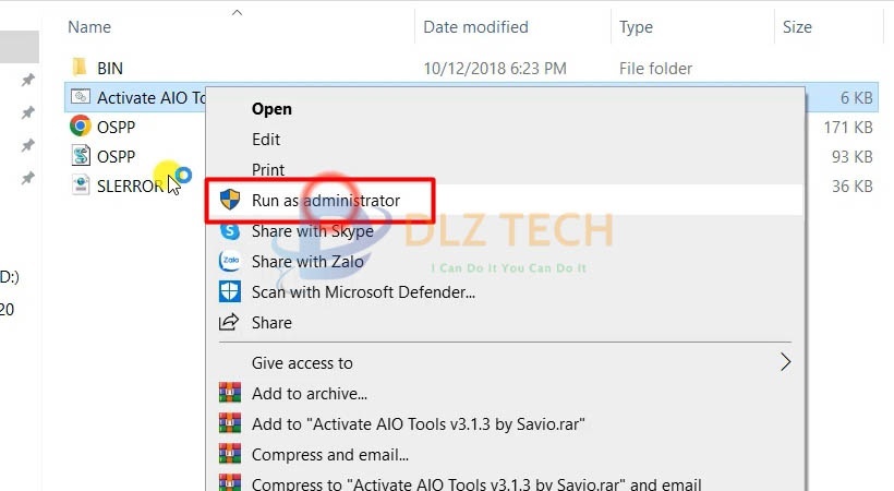 Chạy file kích hoạt bằng quyền Admin