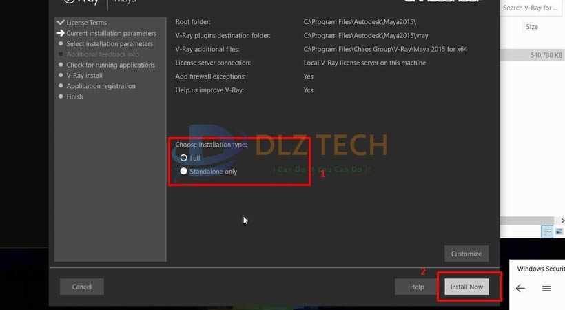 Chọn Full rồi chọn Install Now