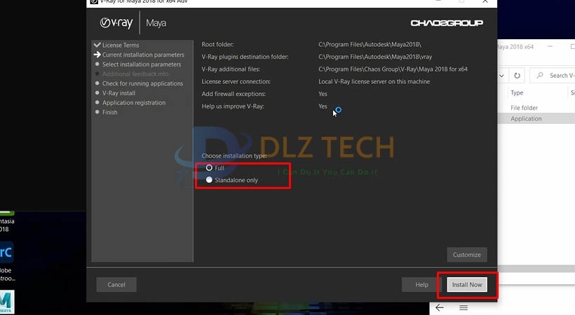 Chọn Full rồi chọn Install Now