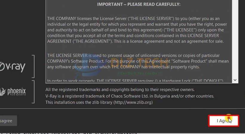 Chọn I Agree
