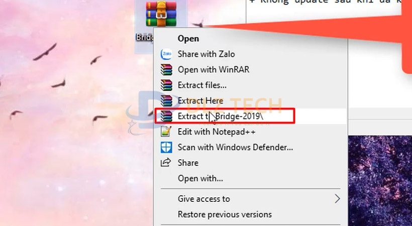 Giải nén file cài Adobe Bridge 2019.