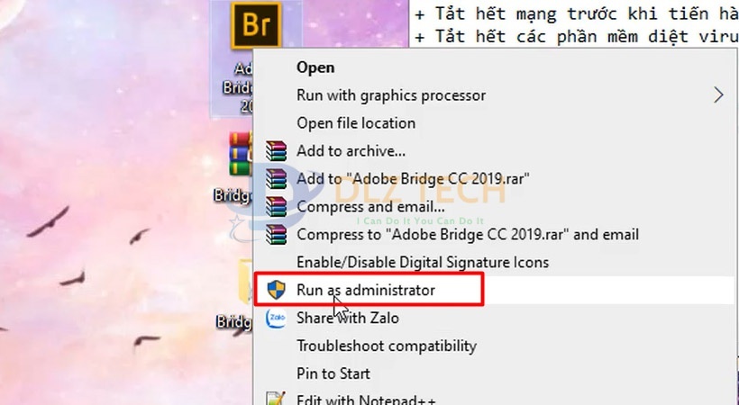 Khởi chạy thử sau khi cài Adobe Bridge 2019.