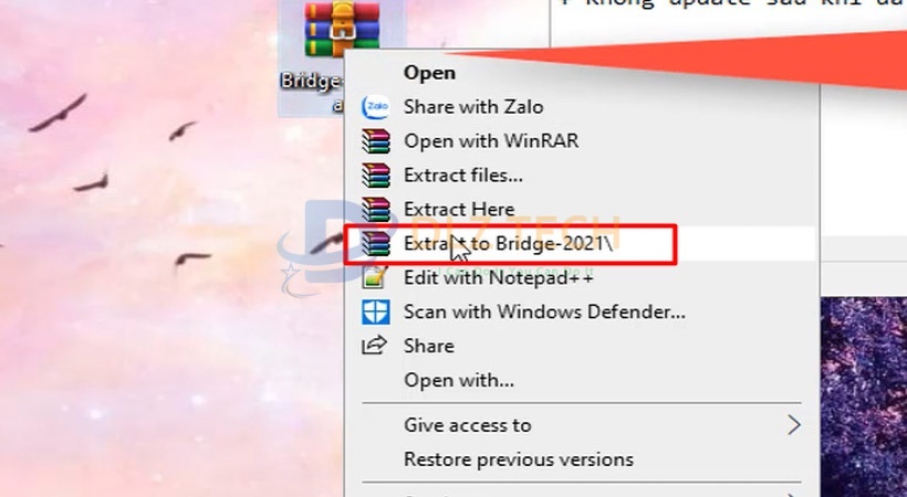 Giải nén file cài Adobe Bridge 2020 như hình.