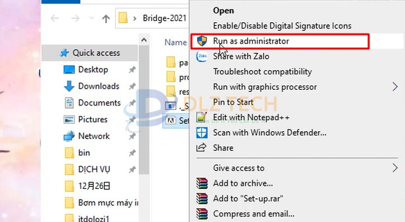 Tiến hành khởi chạy file set up như hình.
