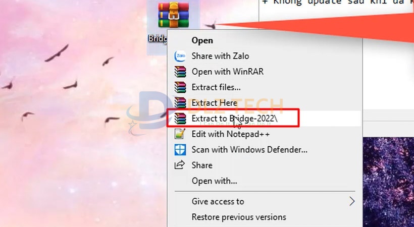 Giải nén file cài Adobe Bridge 2022 mới tải về.