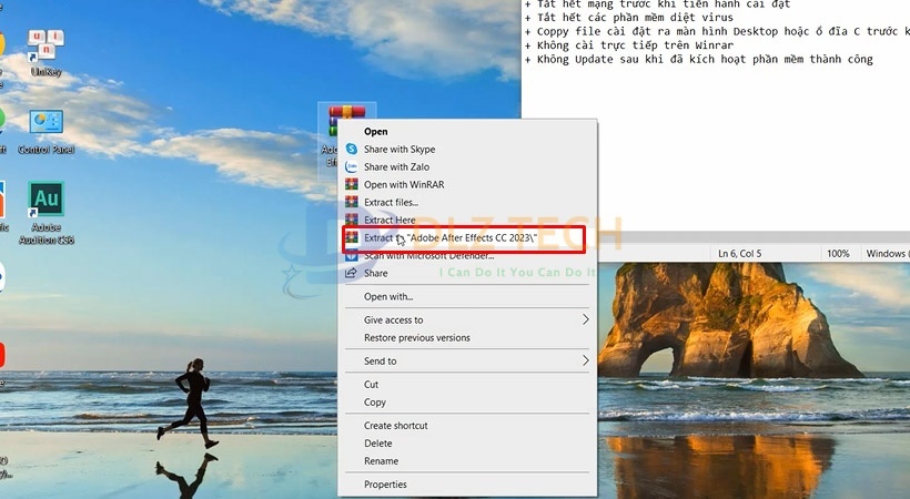 Giải nén file cài After Effects 2023.