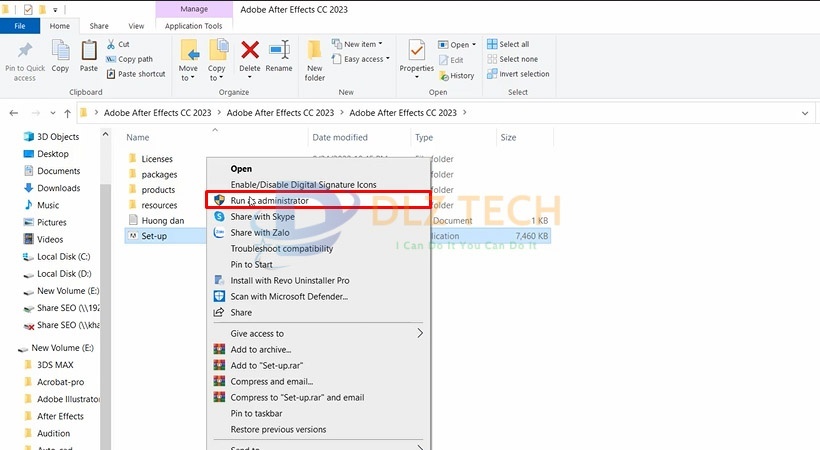Khởi chạy file Set Up như hình.