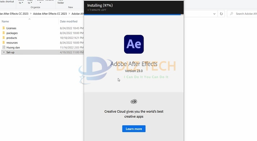 Đợi phần mềm After Effects được cài.