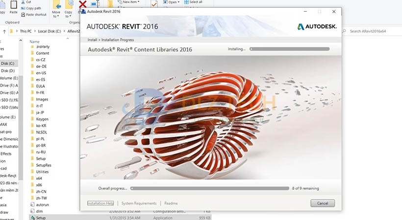 Chờ phần mềm Revit được cài đặt