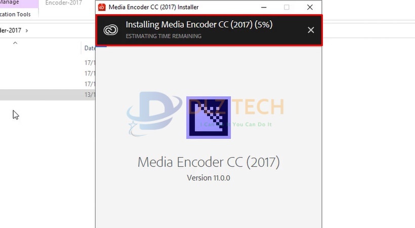 Đợi phần mềm được cài Media Encoder 2017.