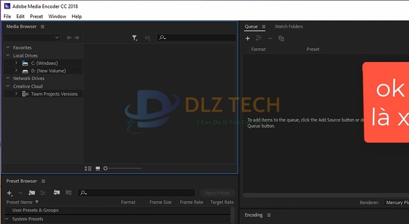 Hoàn thành cài Media Encoder 2018. Đây là giao diện chính.