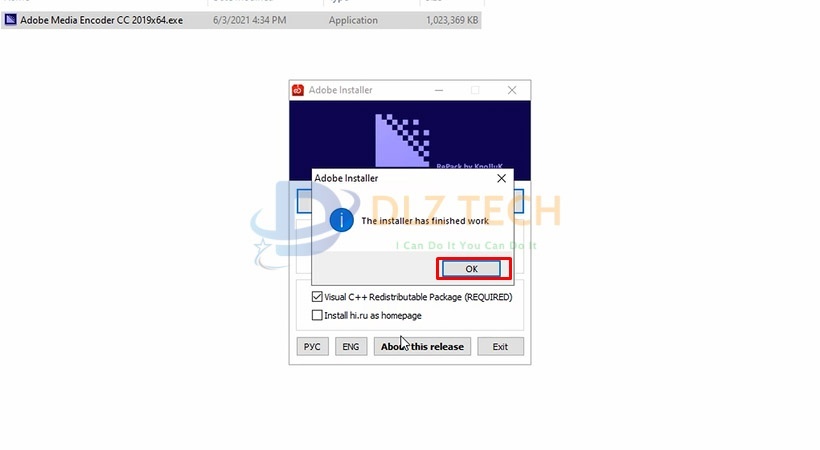 Tiến hành chọn OK. Hoàn thành cài đặt phần mềm Media Encoder 2018.