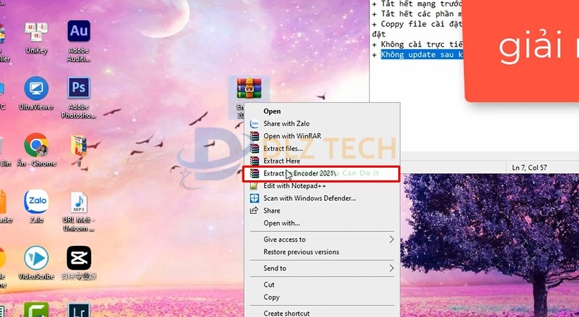 Giải nén file cài Media Encoder 2021 như hình.