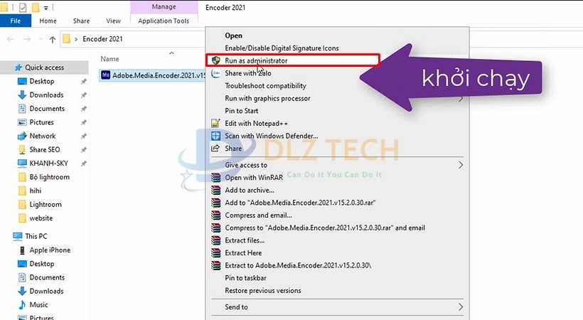 Khởi chạy file như hình. Cài Media Encoder 2021