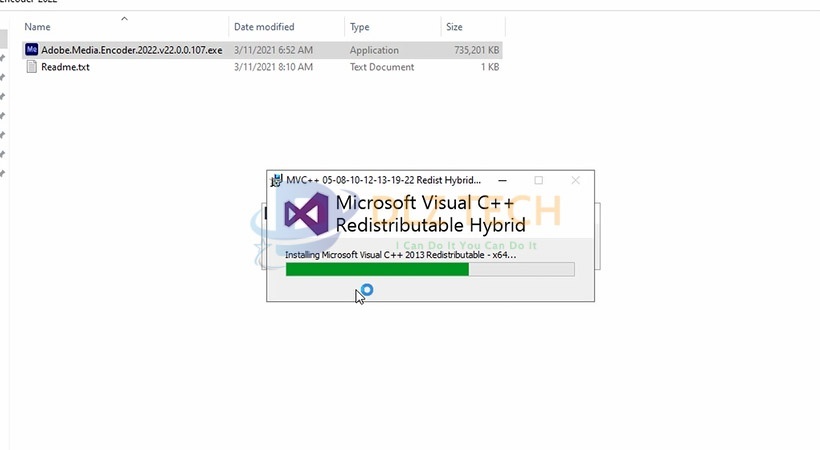 Đợi phần mềm Media Encoder 2022 được cài.