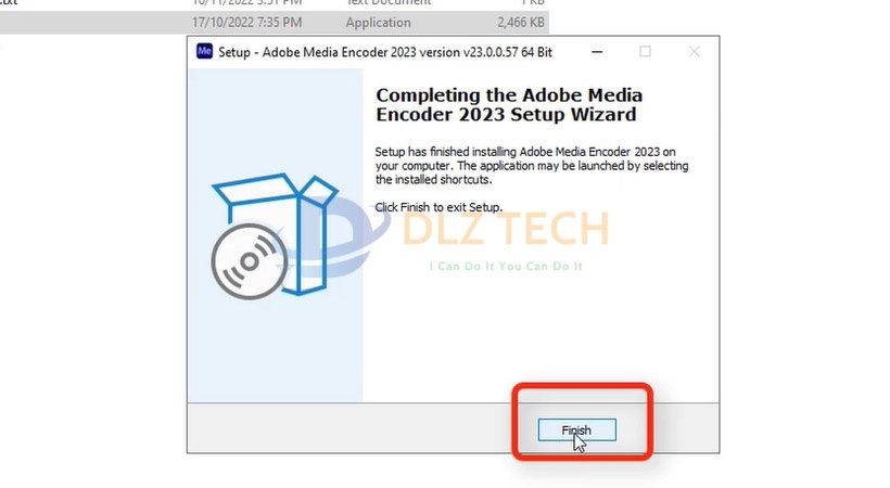 Chọn Finish. Hoàn thành cài Media Encoder 2023.