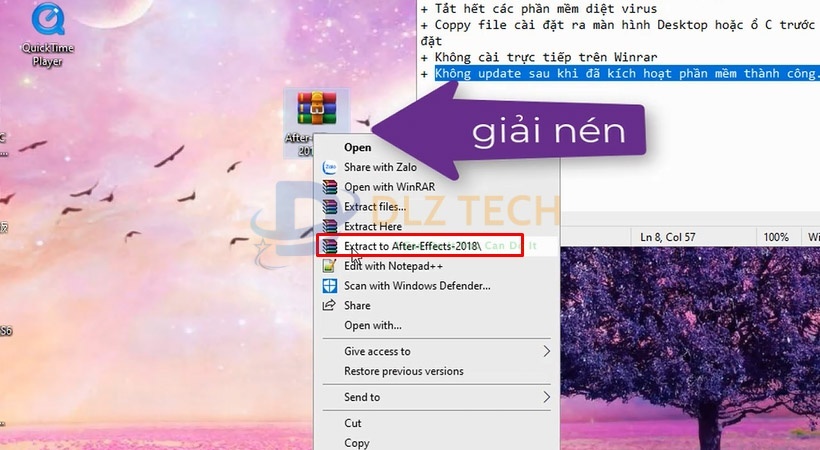 Giải nén file cài After Effects 2018.