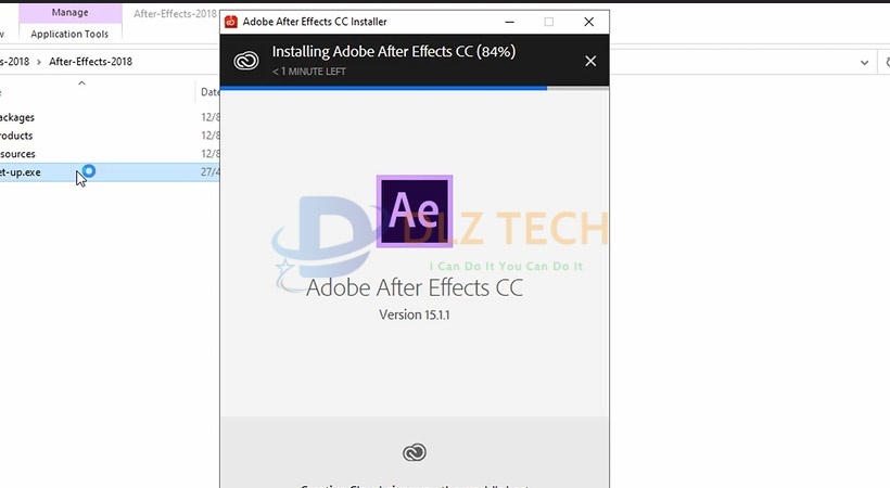 Đợi phần mềm được cài After Effects 2018.