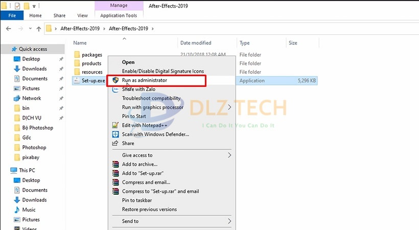 Khởi chạy file Set Up như hình.
