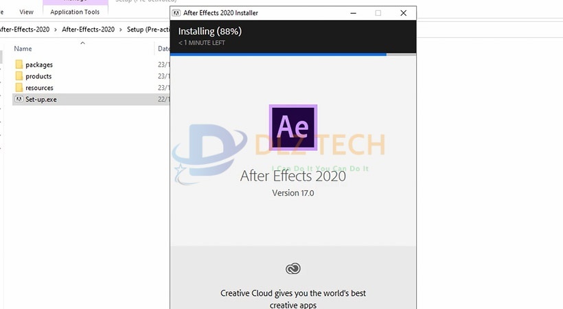Đợi phần mềm After Effects 2020 được cài.