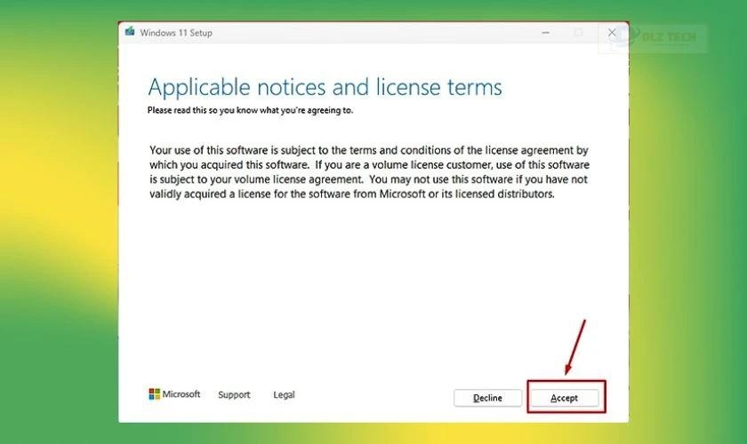 Chấp nhận điều khoản Microsoft