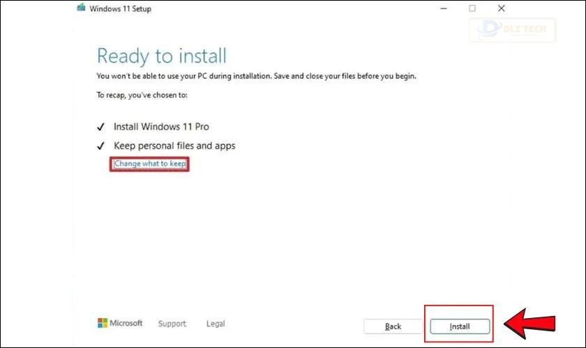 Nhấn Install để cài Win 11