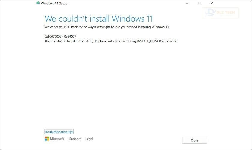 Lỗi We couldn’t install Windows 11