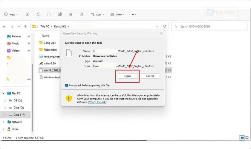 Xác nhận mở file