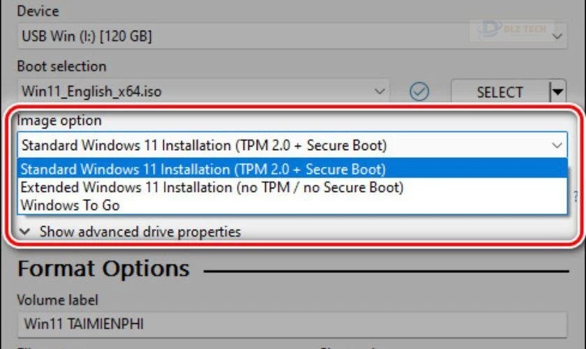 Chọn phương thức cài đặt Windows 11