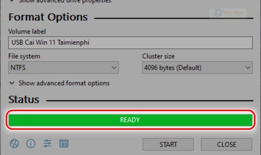 Thông báo READY color xanh