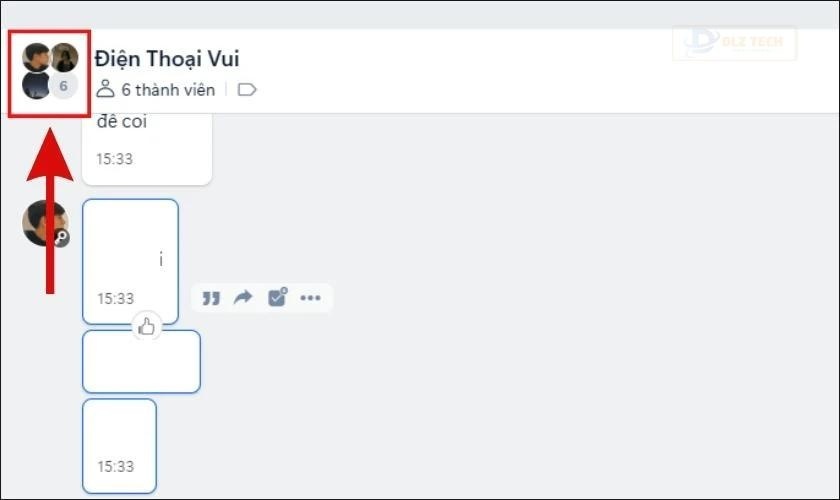 Nhấn vào avatar của nhóm của mình