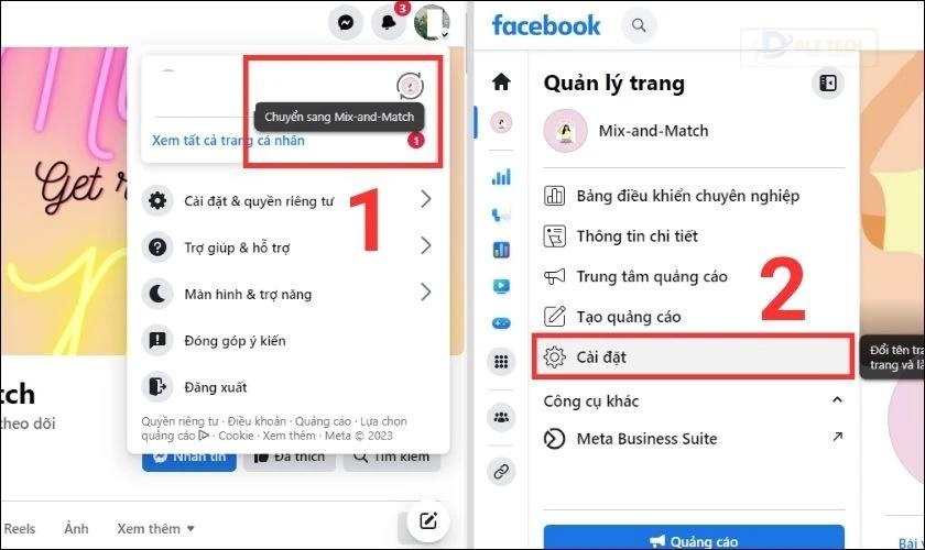 xoá trang page trên facebook bằng máy tính