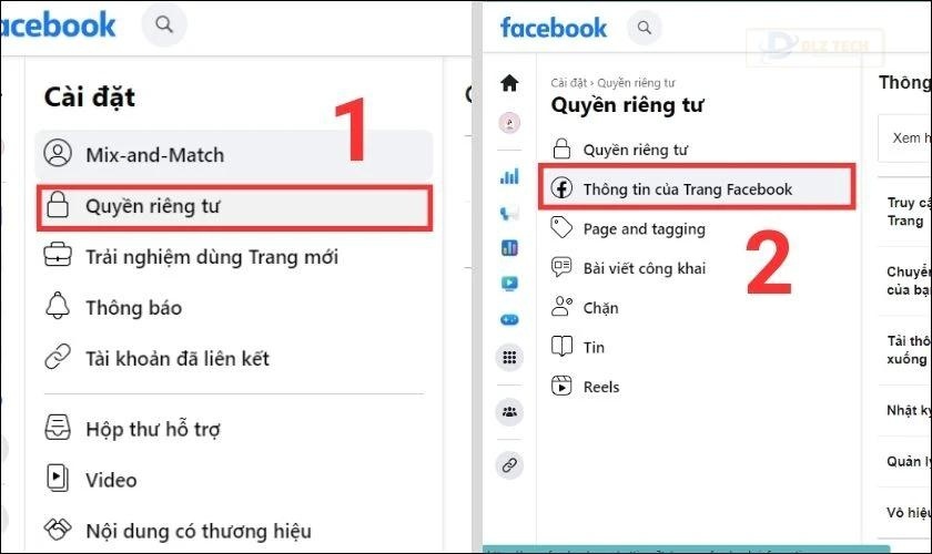 thông tin trang trên facebook