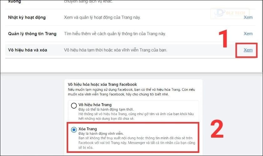 gỡ bỏ fanpage fb vĩnh viễn trên máy tính