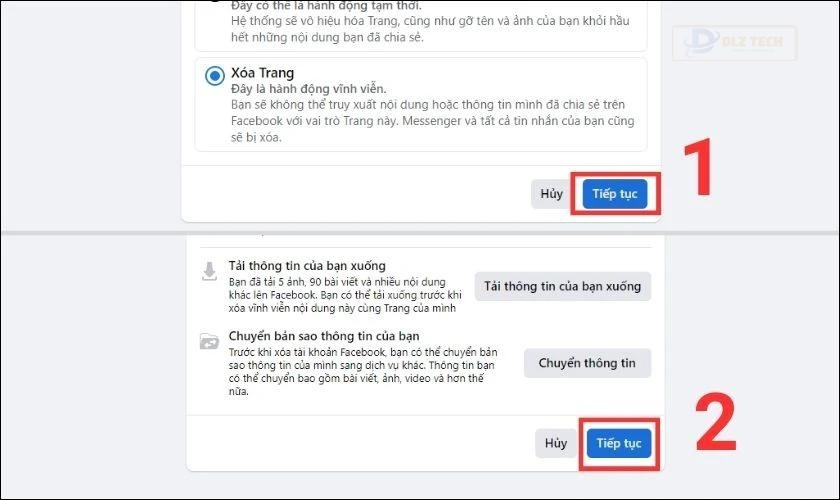cách xoá trang trên facebook