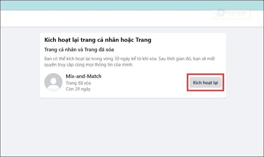 cách huỷ quá trình xoá trang facebook