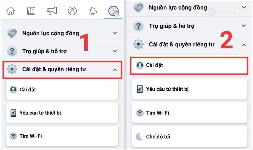 cài đặt trang facebook