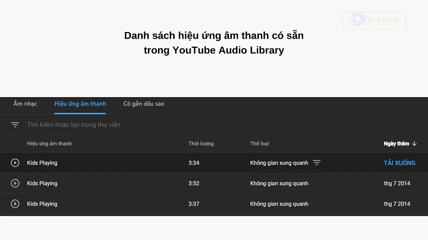 Cách tải hiệu ứng âm thanh
