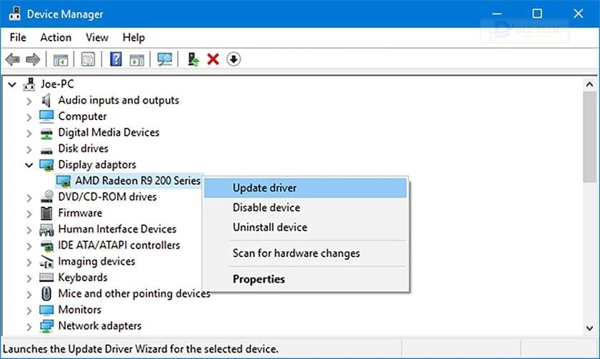 Cập nhật lại driver cho máy