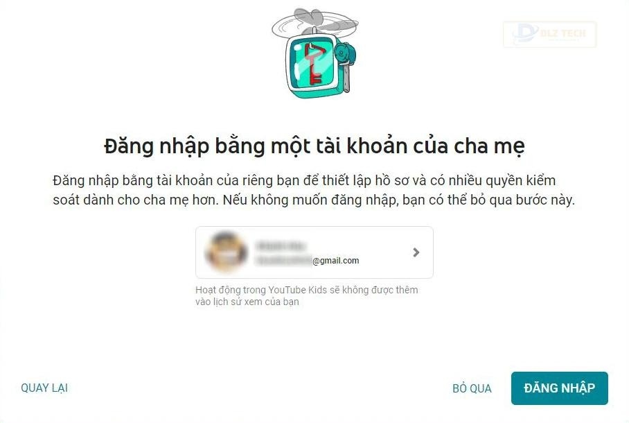 Đăng nhập tài khoản Youtube cha mẹ