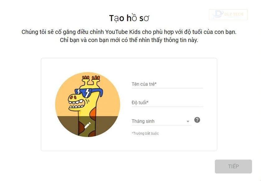 Tạo hồ sơ Youtube Kids