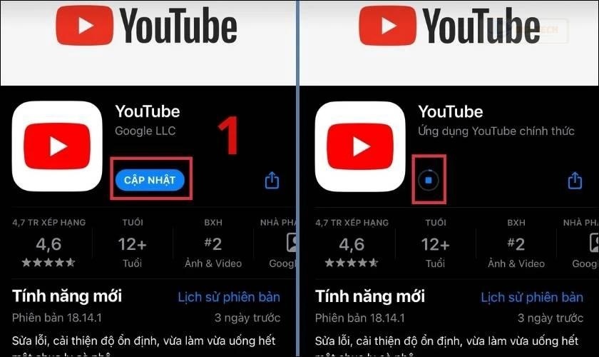 đăng ký youtube premium bằng cách cập nhật youtube