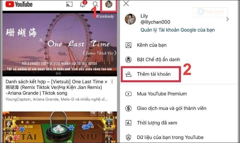 Chọn Thêm tài khoản